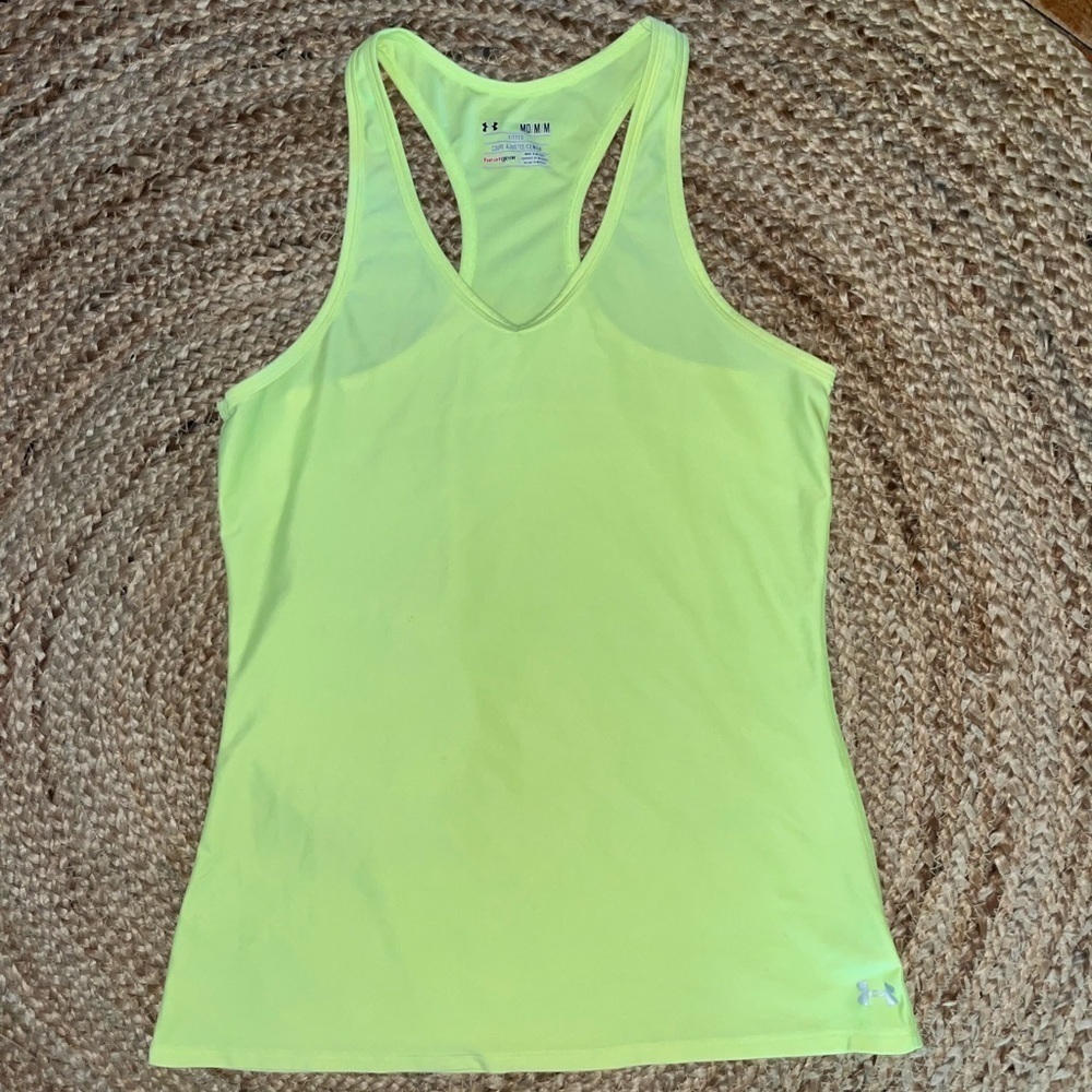 Women’s Under Armour Heat Gear Yellow Tank Top—logo Sz M-Like New​​​​​ - Picture 12 of 13